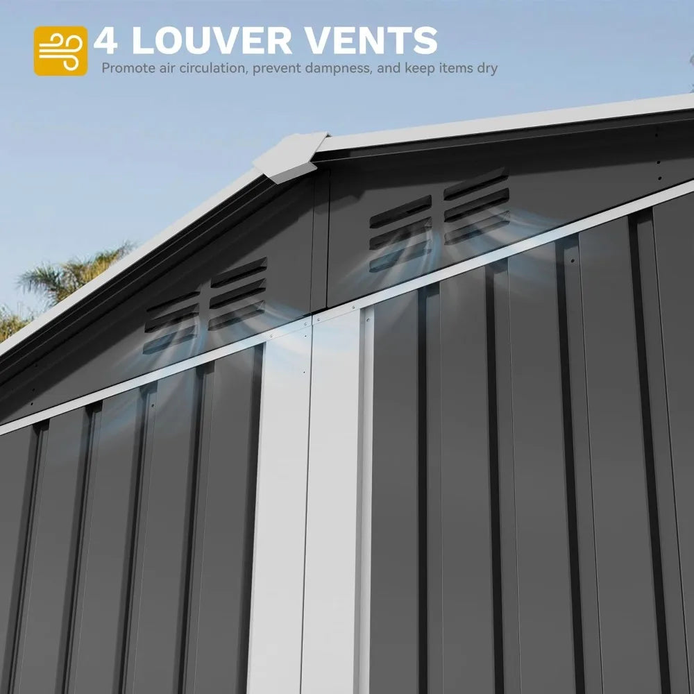 6x4ft Metal Outdoor Storage Shed With Window Lockable Steel
