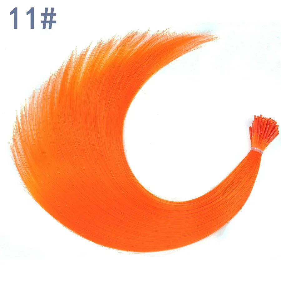Synthetic I Tip Colored Feather Hair Extensions 10 to 50 Strands Pack Solid Color High Temperature Fiber Wig Accessories