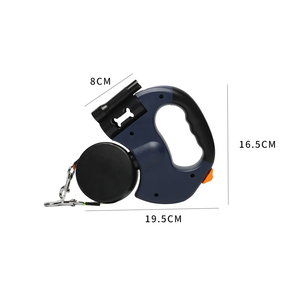 Retractable Dual Dog Leash LED Light No Tangle 360 Swivel