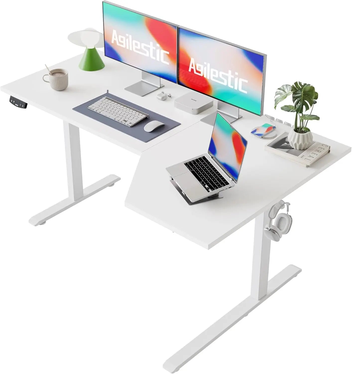Electric Standing Desk L Shaped 55 Inch Adjustable Home