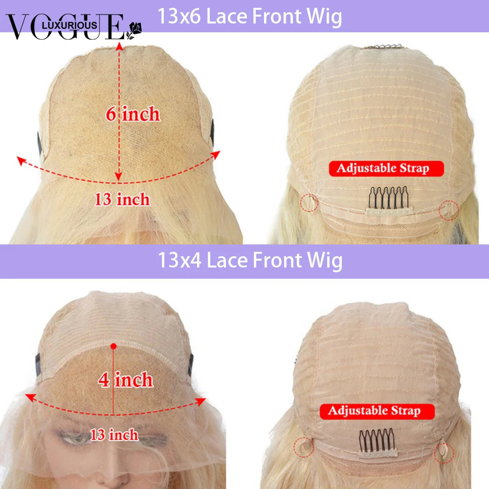 Cream Blonde Real Human Hair Wig 13x6 Lace Front For Women