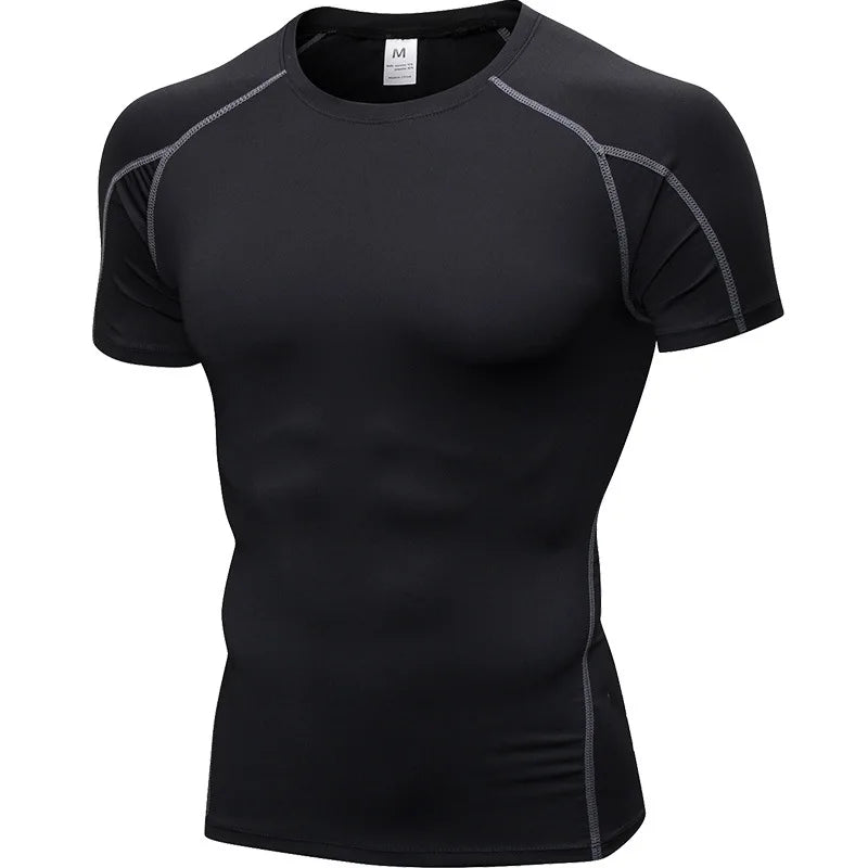 Elastic Mens Quick Dry Sport Running Shirt Fitness Top