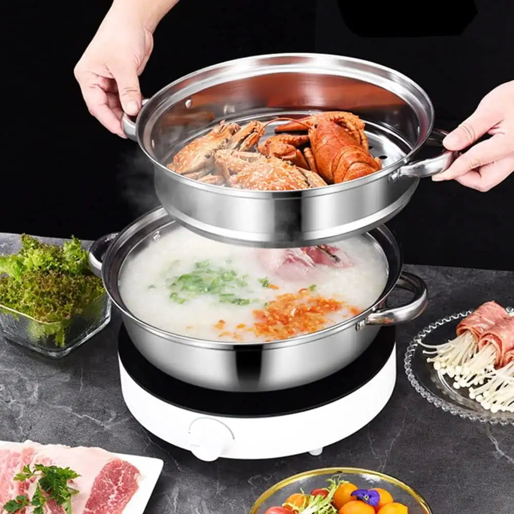 11 Inch Stainless Steel Steamer Pot 3 Tier With Lid
