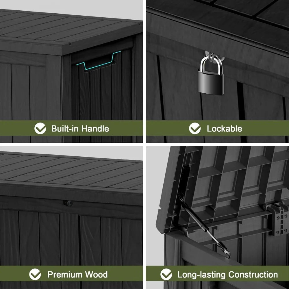 120 Gallon Waterproof Outdoor Resin Deck Box Lockable