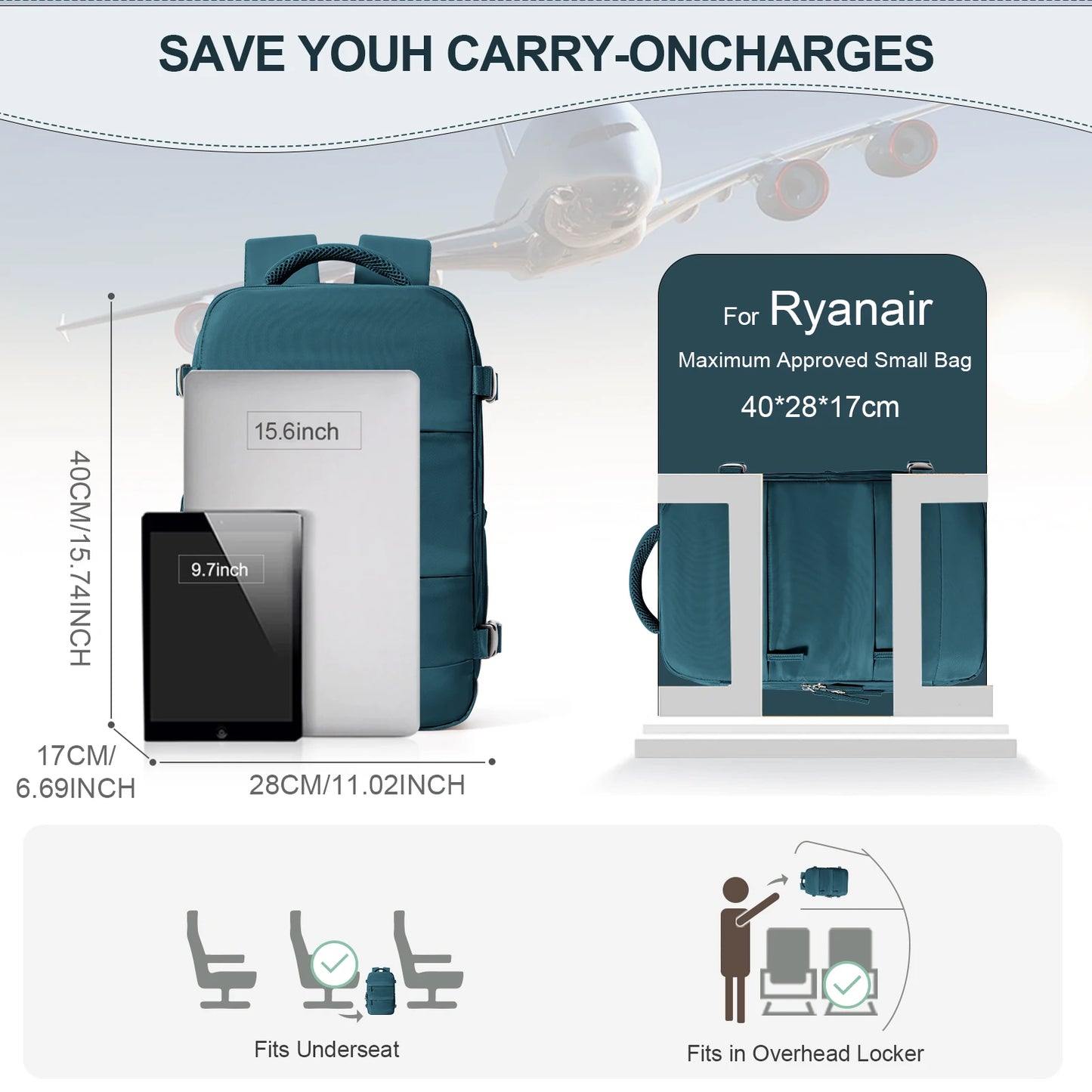 Unisex Ryanair Hand Luggage Backpack 40x20x25 Cm Waterproof Carry On Business Laptop Bag For Travel And College
