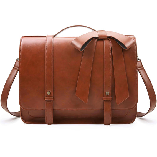 PU Leather 14 Inch Laptop Bag for Women Courier Shoulder Satchel Square Bag for College Travel