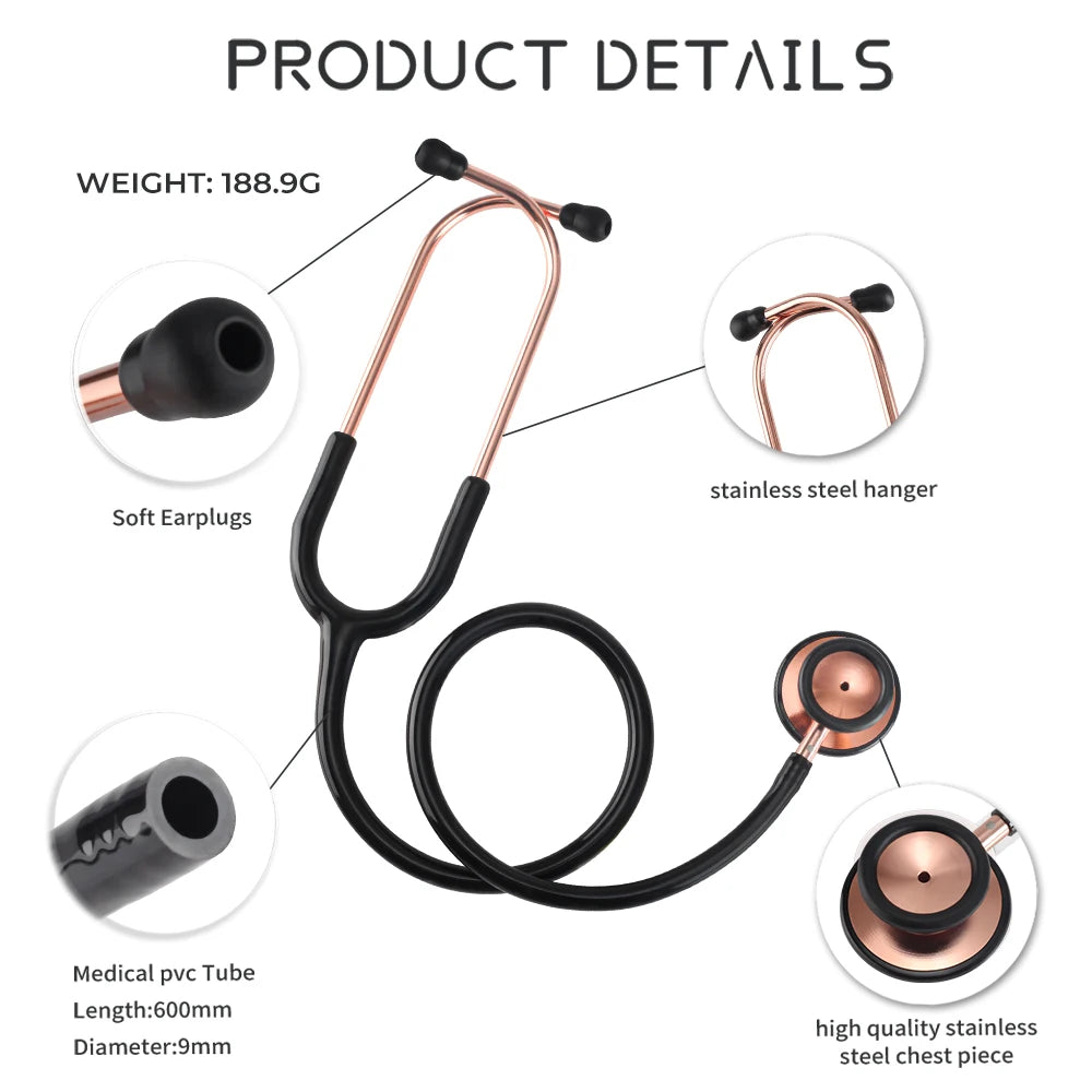 Medical Double Sided Stethoscope Professional Heart Lung Cardiology Double Head Stethoscope for Nurse Student and Vet