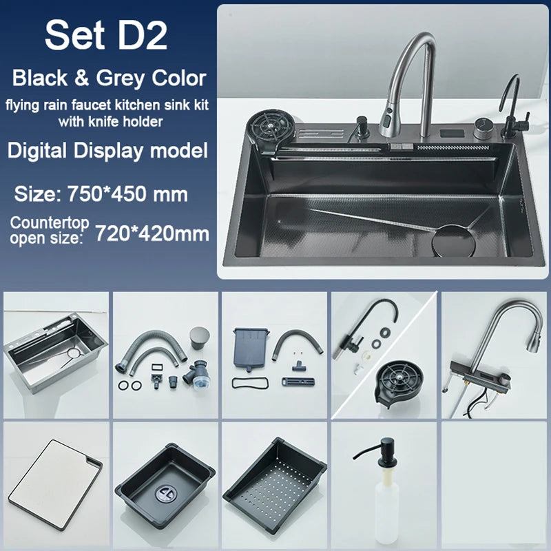 Whale Sink 304 Stainless Steel With Digital Display Faucet
