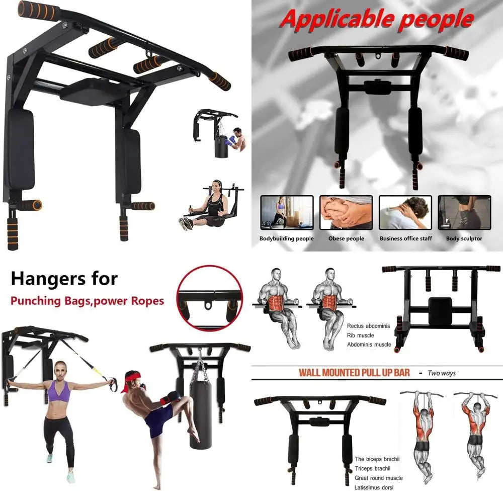 BDL Wall Mounted Pull Up Bar Chin Up Bar Dip Station