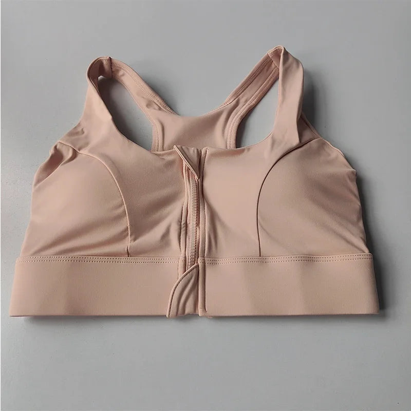High Impact Front Zipper Sports Bra For Women Shockproof Quick Dry Yoga Top Fitness Vest Underwear
