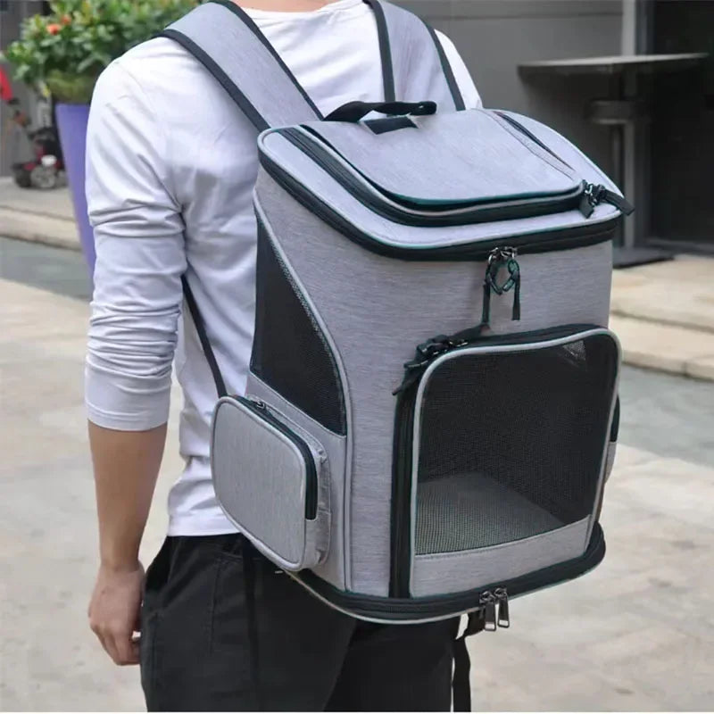 Breathable Cat Carrier Backpack Foldable Travel Bag For Cats And Dogs Expandable Large Capacity
