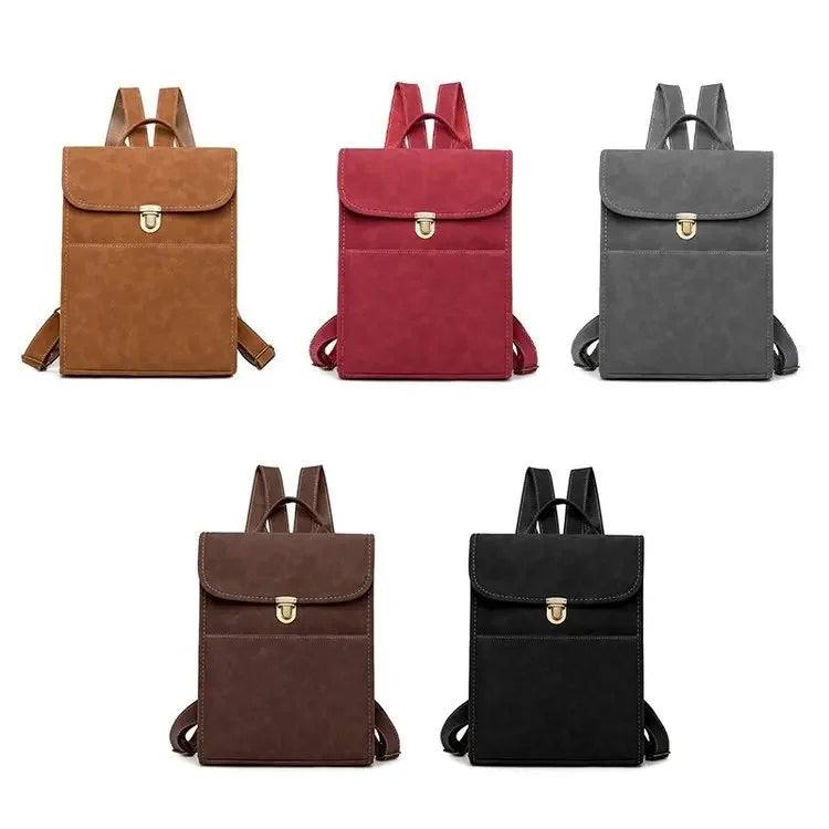 Elegant Korean Style Faux Leather Shoulder Bag For Women Commuting Travel Matte Finish Double Strap Laptop Backpack