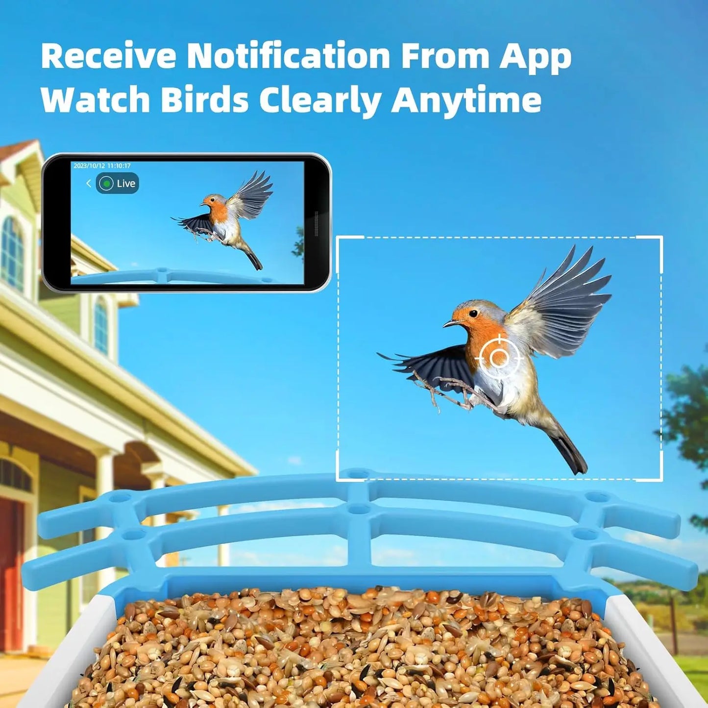 NPET Bird Feeder With Camera Solar Powered Night Vision 4MP
