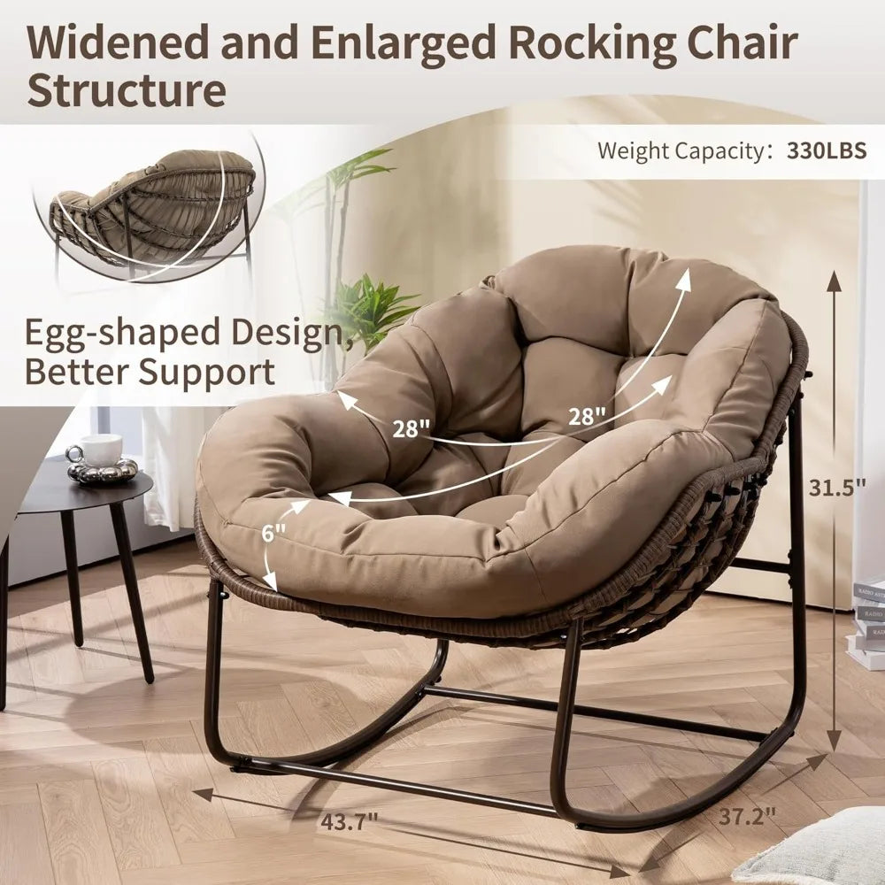 Outdoor Patio Rocking Chair Oversized Papasan Cushion Seat