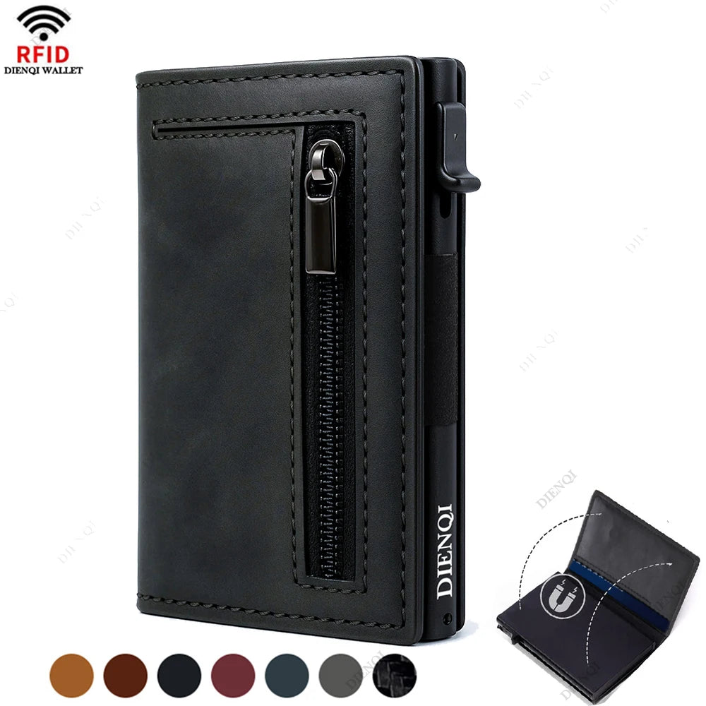 RFID Credit Card Holder For Men Slim Minimalist Wallet Aluminum Metal Luxury Money Purse