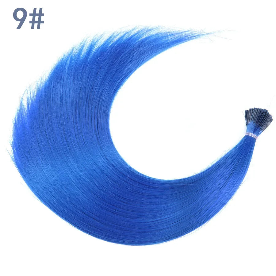 Synthetic I Tip Colored Feather Hair Extensions 10 to 50 Strands Pack Solid Color High Temperature Fiber Wig Accessories