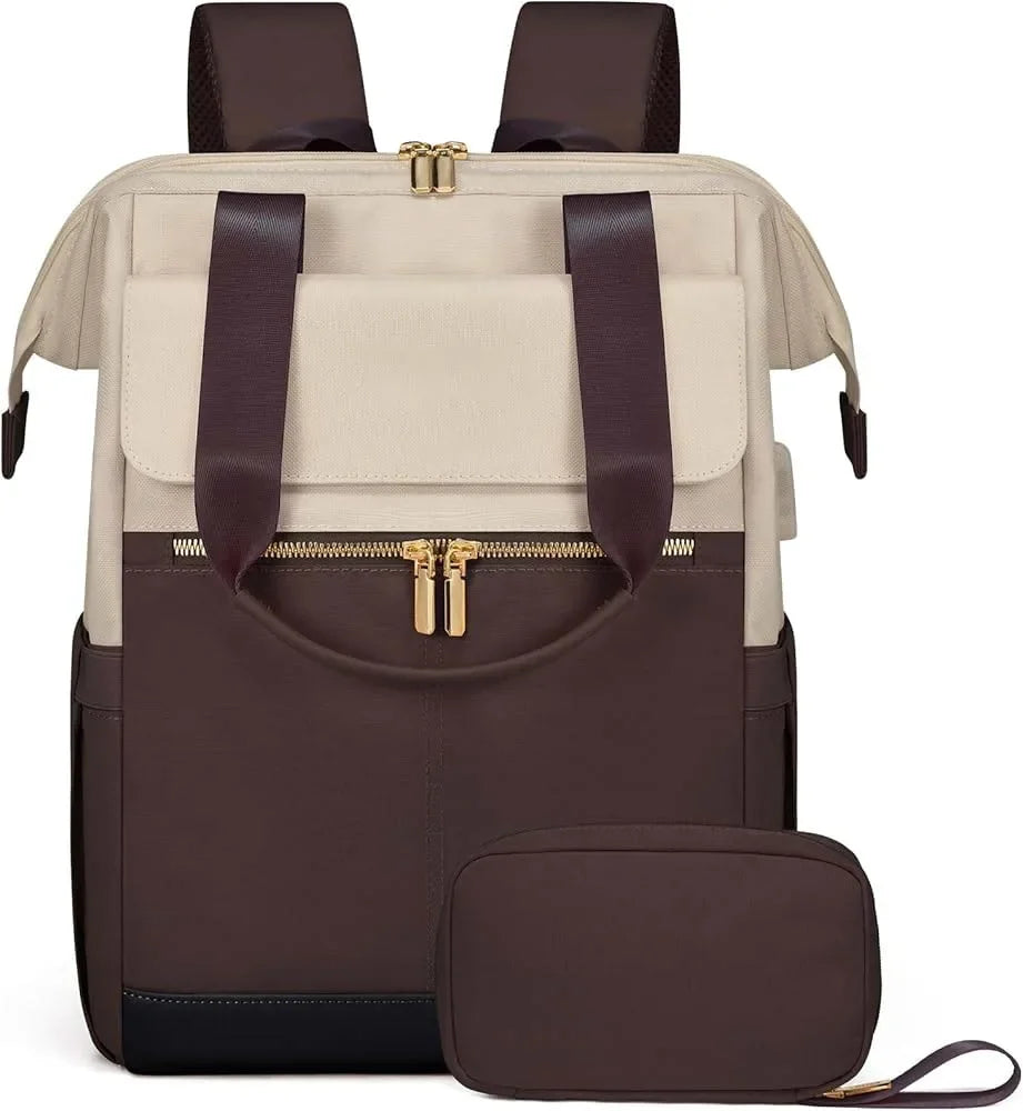 Cream Colored Womens Travel Laptop Backpack Softback Large Capacity 36 To 55 L For Cross Border Travel