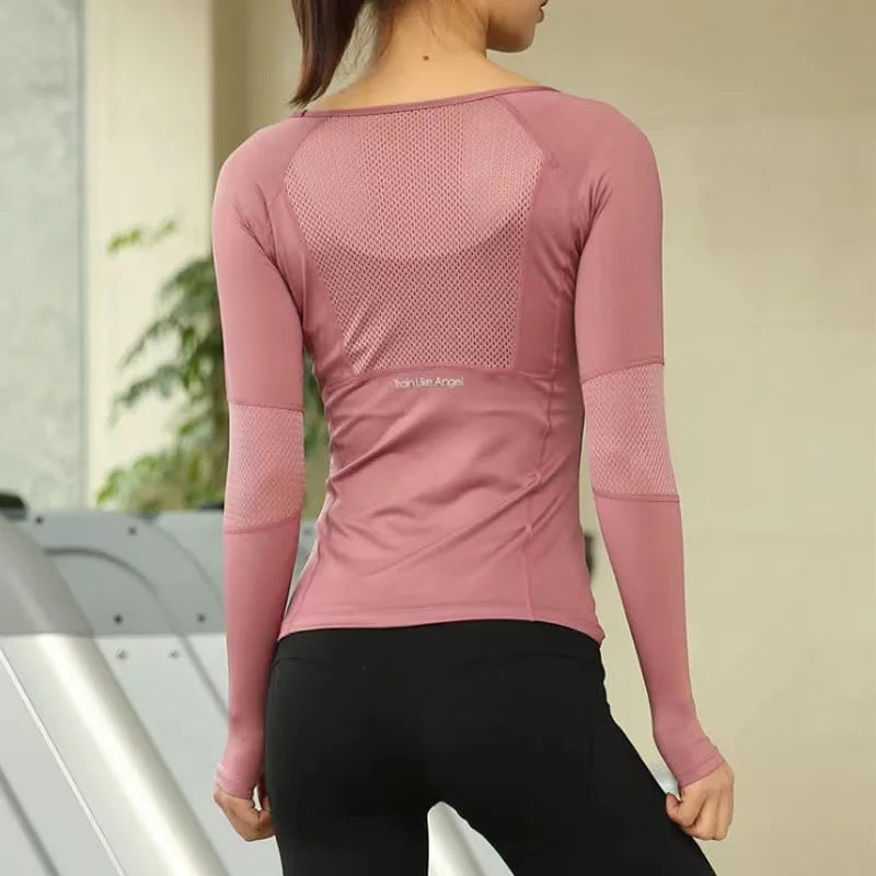 Women's Seamless Long Sleeve Sports Shirt For Fitness Yoga