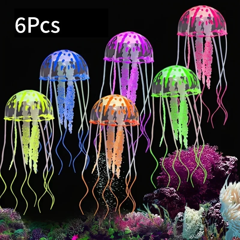 Artificial Swim Glow Jellyfish For Fish Tank Luminous Aquarium Underwater Decoration That Moves With Water Current