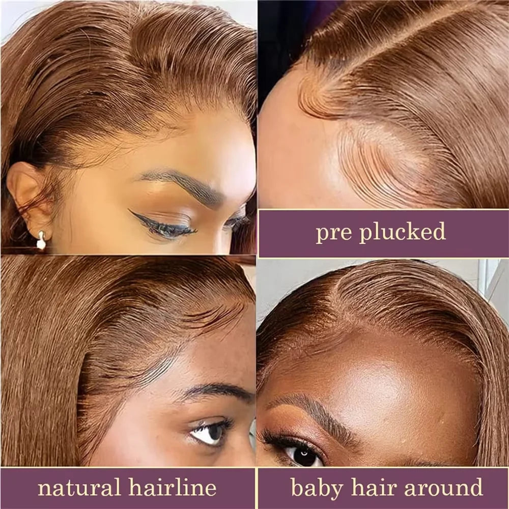 220 Density 13x4 Lace Front Transparent Chocolate Brown Wig