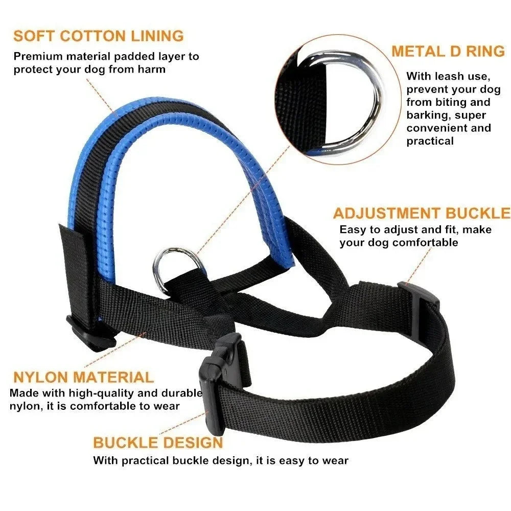 Breathable Nylon Dog Muzzle Anti Bark Collar With Stripes