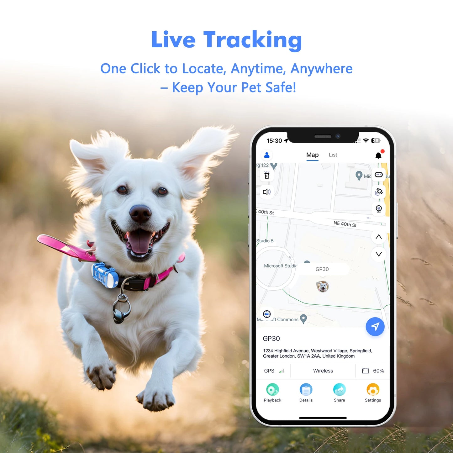 4G Pet GPS Tracker Waterproof Locator With Live Tracking