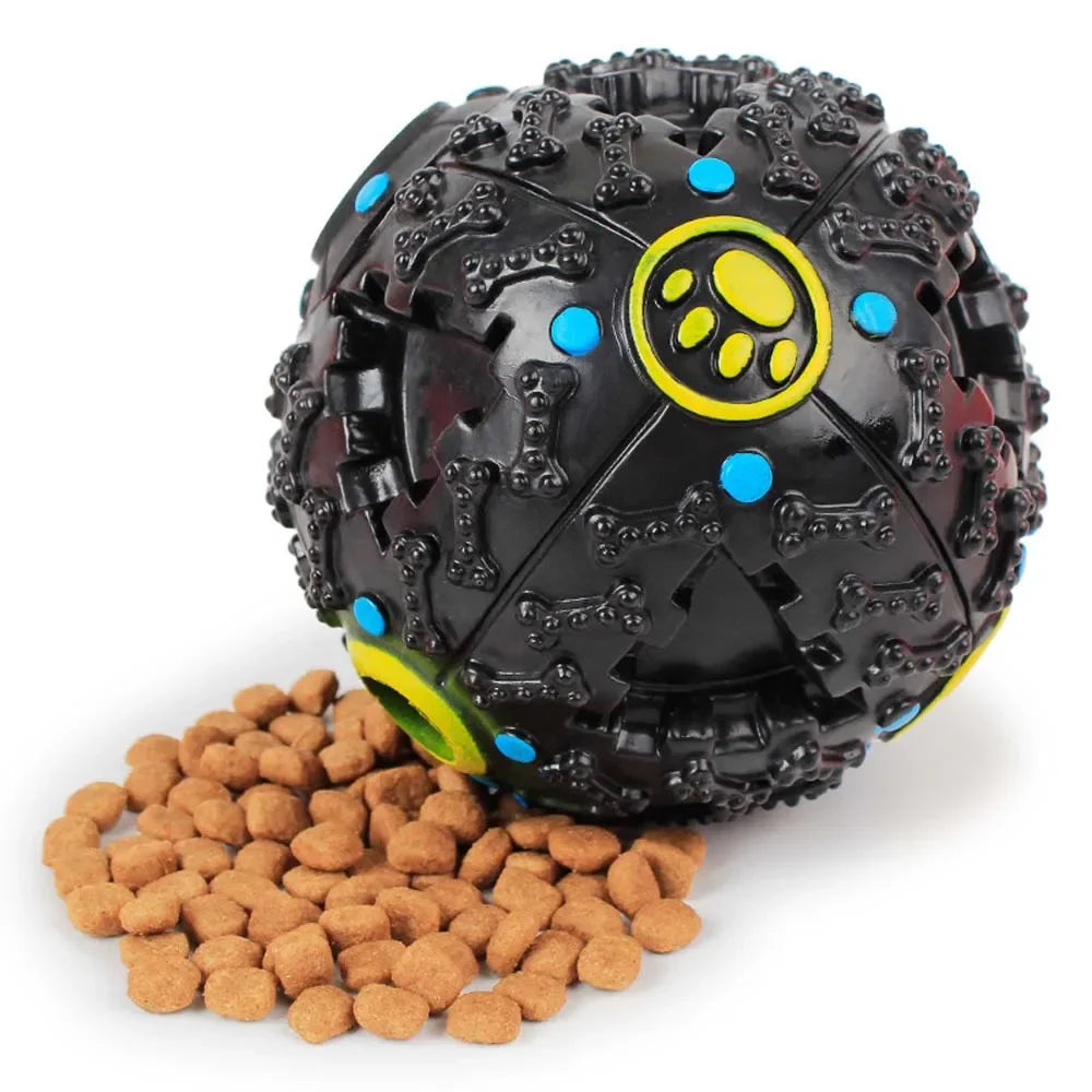 Black Leaky Food Ball Dog Toy For All Sizes Teething Molars