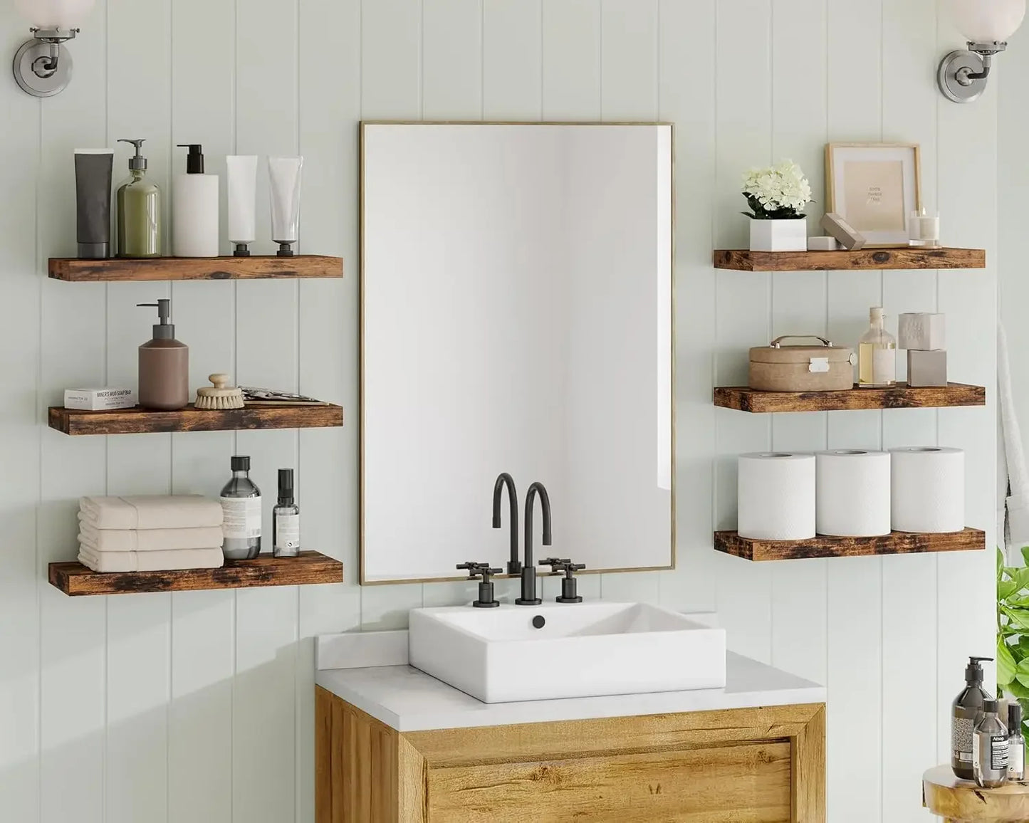 15.8 Inch Floating Shelves Set Of 6 Wood Wall Decor