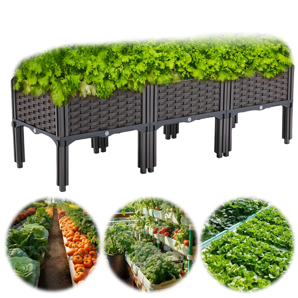 Plastic Raised Planter Box With Drainage Holes Raised Bed