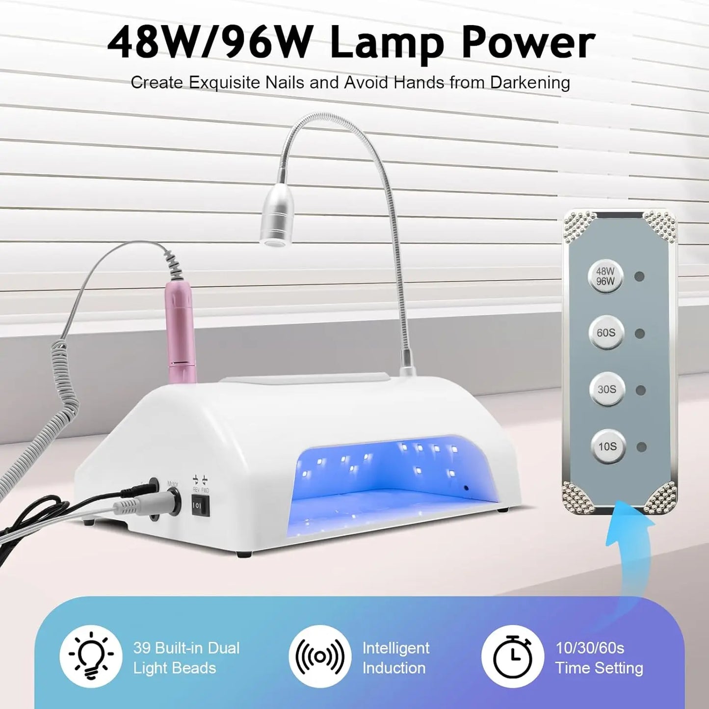 5 In 1 Nail Drill Manicure Machine 30000rpm Nail Lamp