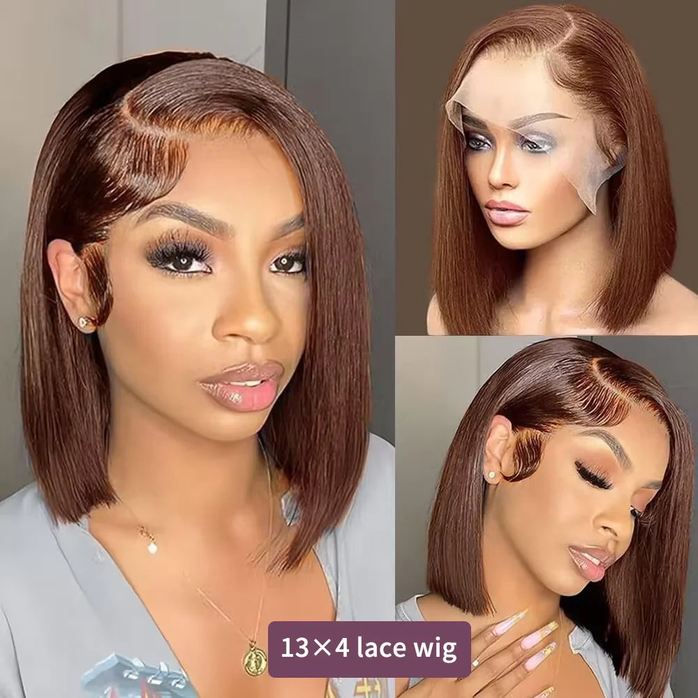 220 Density 13x4 Lace Front Transparent Chocolate Brown Wig