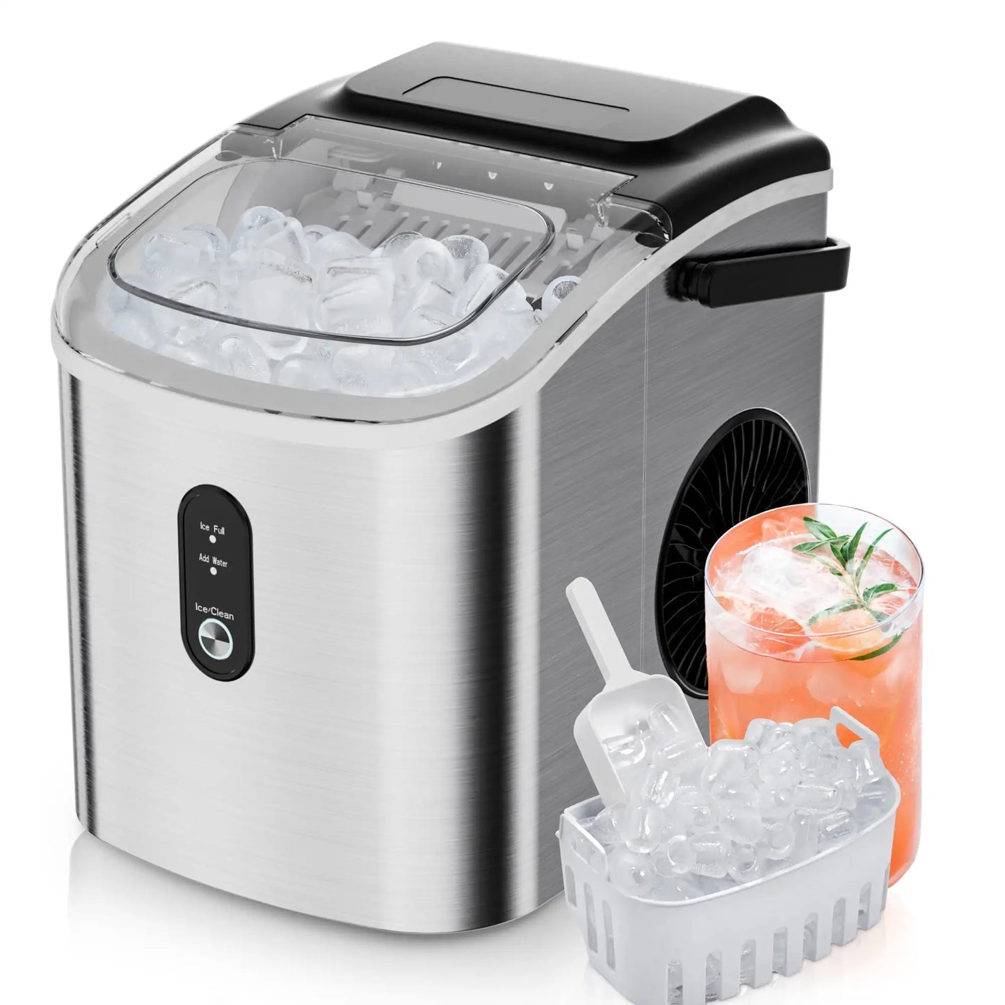EUHOMY Countertop Ice Maker 26 Lbs Bullet Ice Self Cleaning