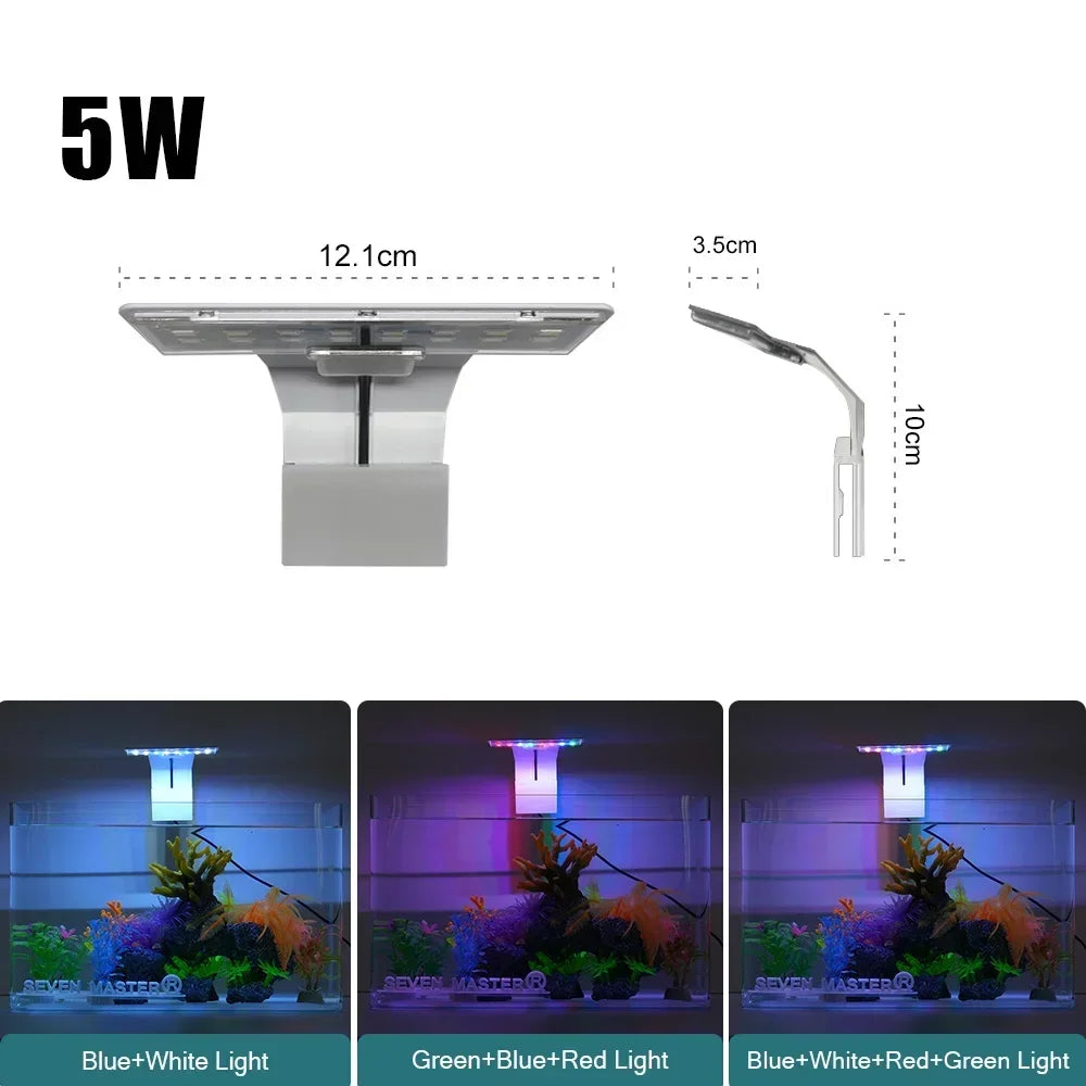 Super Slim LED Aquarium Clip On Light For Plants 5W 10W 15W