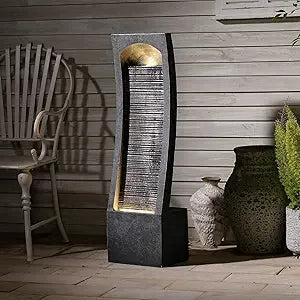 Vase Outdoor Water Fountain Jar Waterfall 31.4 LED Lights