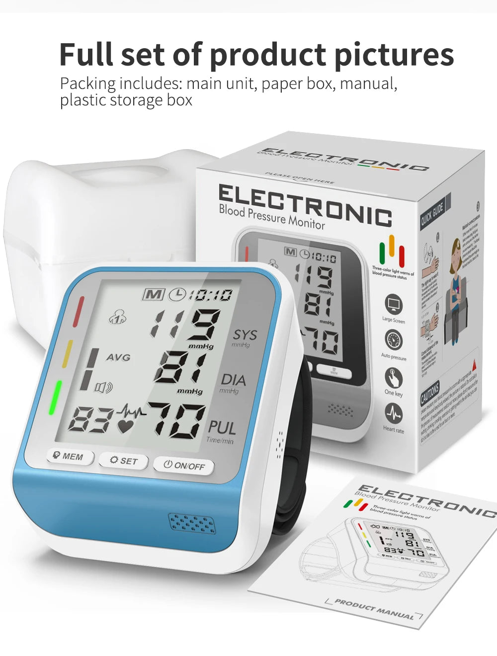 Kiuzou Electric Wrist Blood Pressure Monitor LCD Display