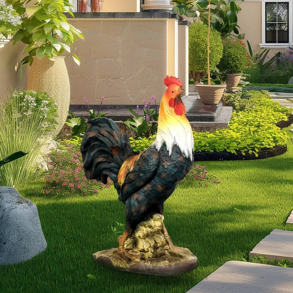 Life Sized Rooster Garden Statue GFRC Concrete Lawn Decor