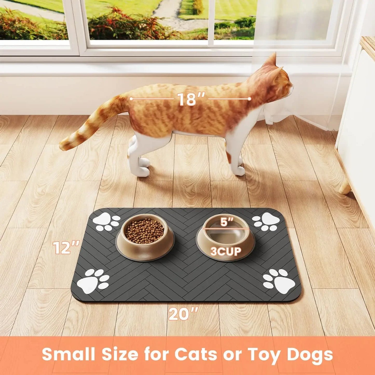 Pet Feeding Mat Absorbent Placemat With Waterproof Backing