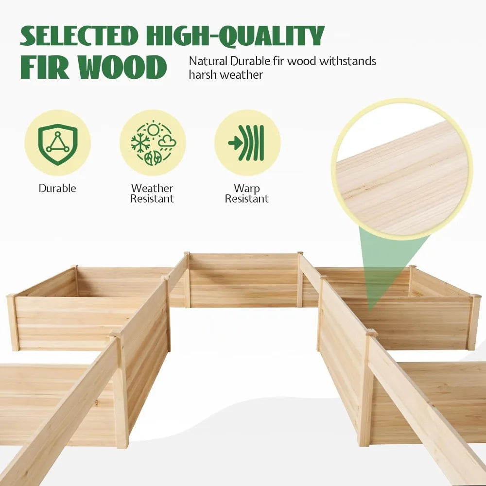 Jocisland H Shaped Raised Garden Bed 12x12x2ft 180 Cu Ft