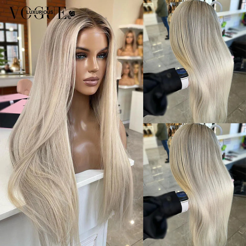 Cream Blonde Real Human Hair Wig 13x6 Lace Front For Women