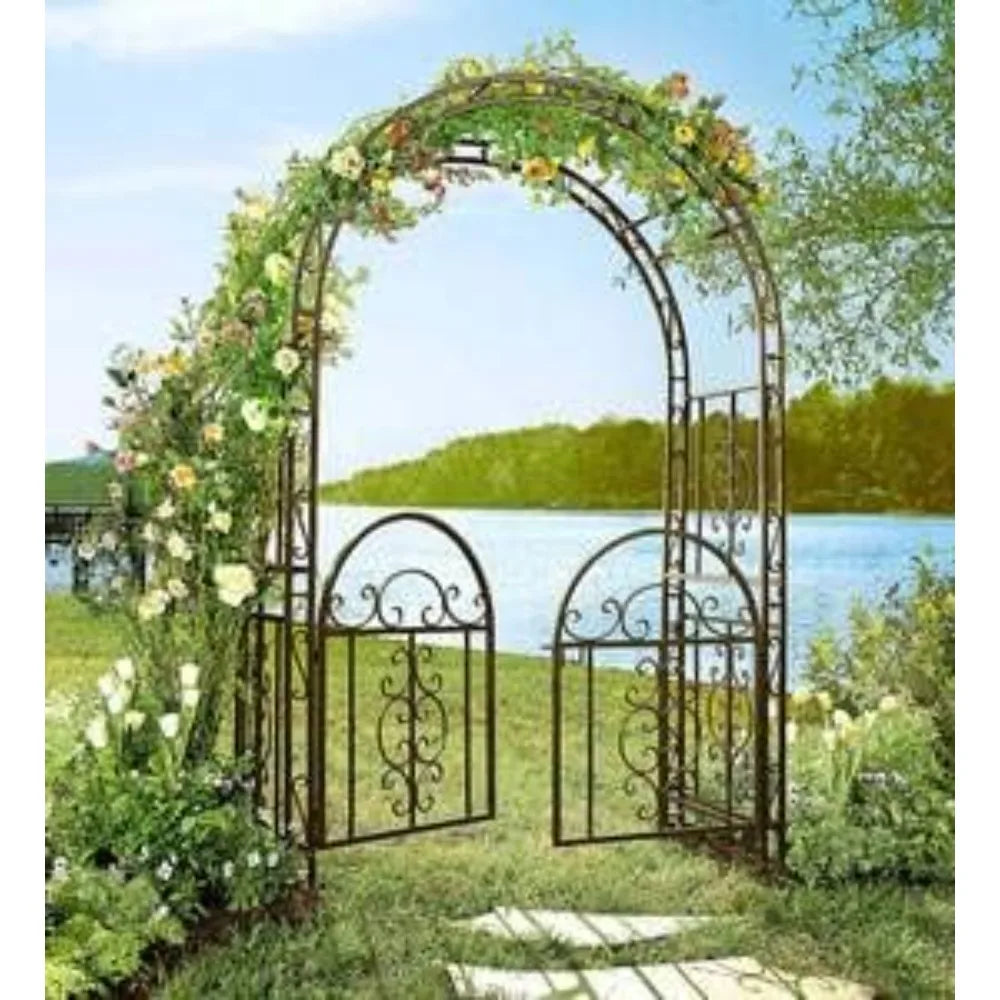 Arch Metal Garden Arbor Double Gate Montebello 84 Inches