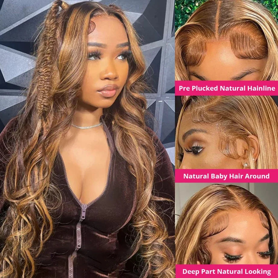 Brazilian Body Wave Wig Honey Blonde 13x6 HD Lace Front Wig