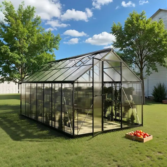 Outdoor Polycarbonate Walk In Greenhouse Aluminum Frame