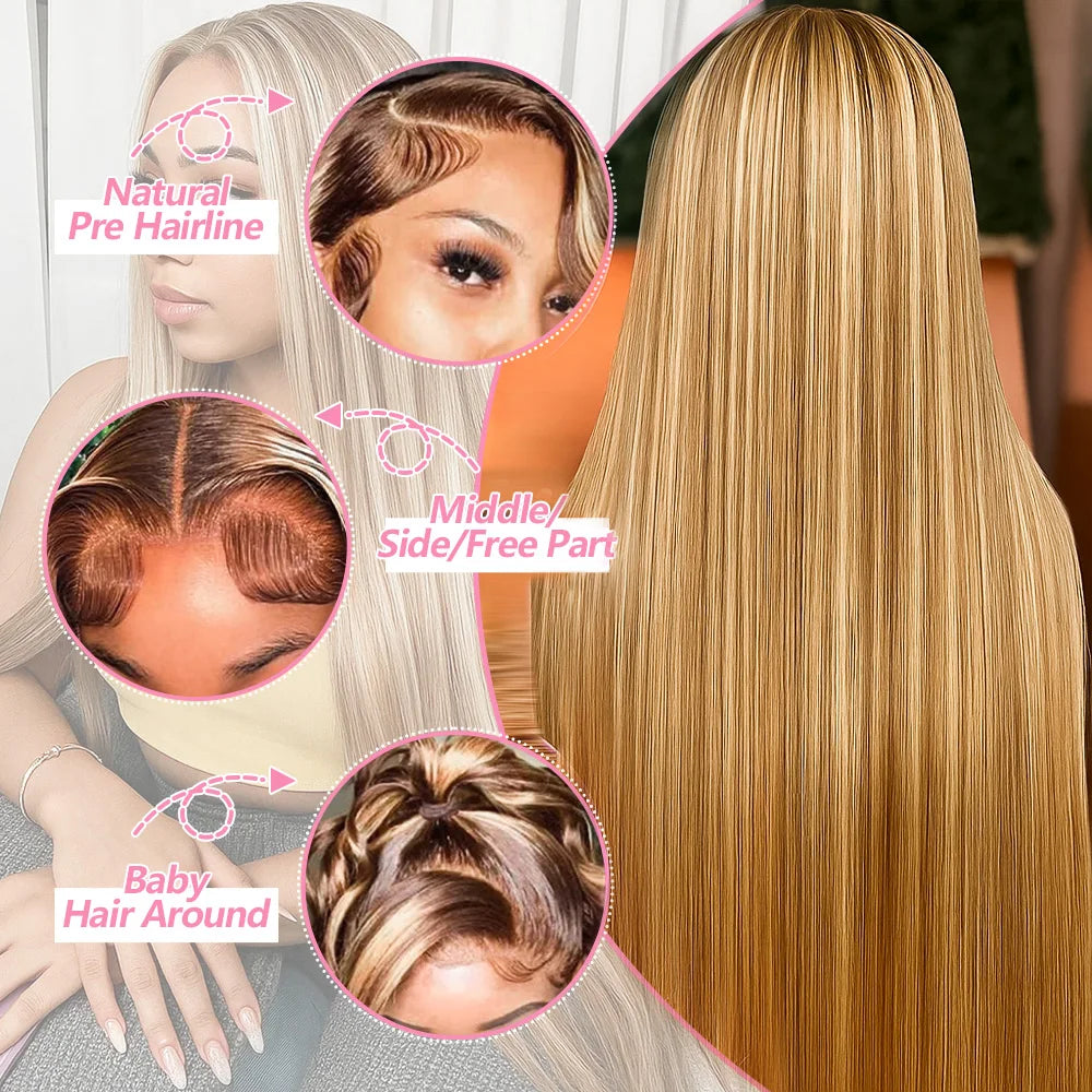 P4 27 Highlight Honey Blonde 13x4 HD Lace Front Wig