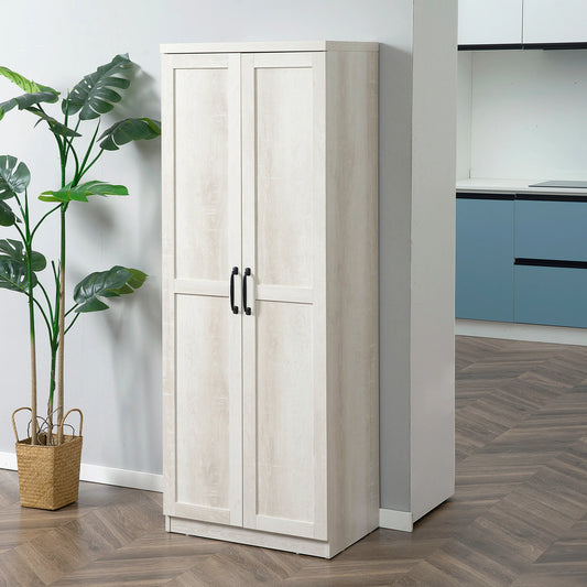 63 Inch Rustic Freestanding 2 Door Kitchen Cabinet Brown