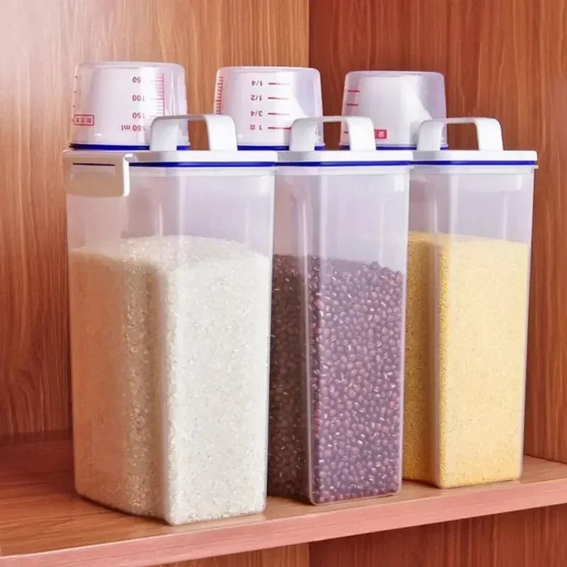 Rice And Grains Food Storage Canister With Measuring Cup