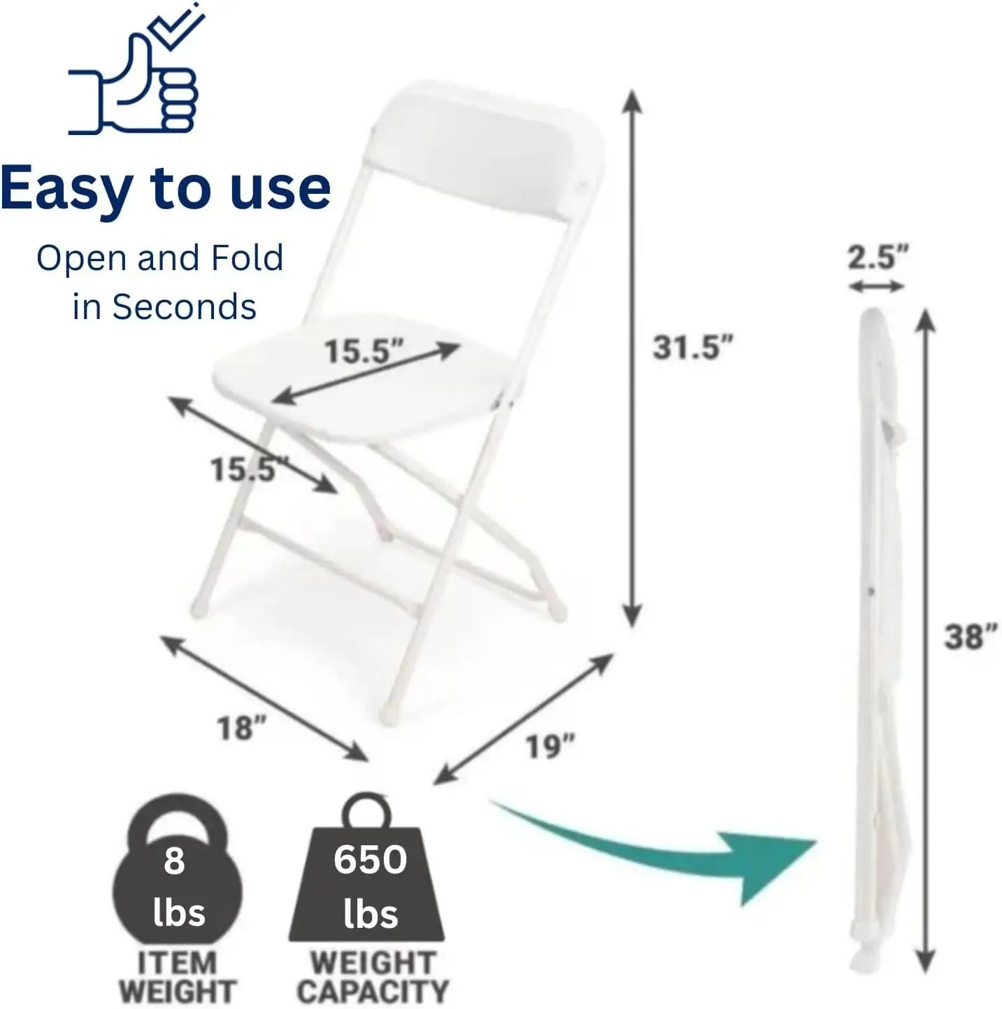 White Folding Chairs 10 Pack Portable Event Chairs Church