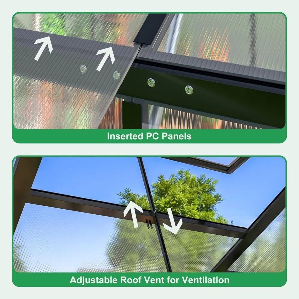 10x12 Ft Aluminum Frame Greenhouse for Outdoors All Weather