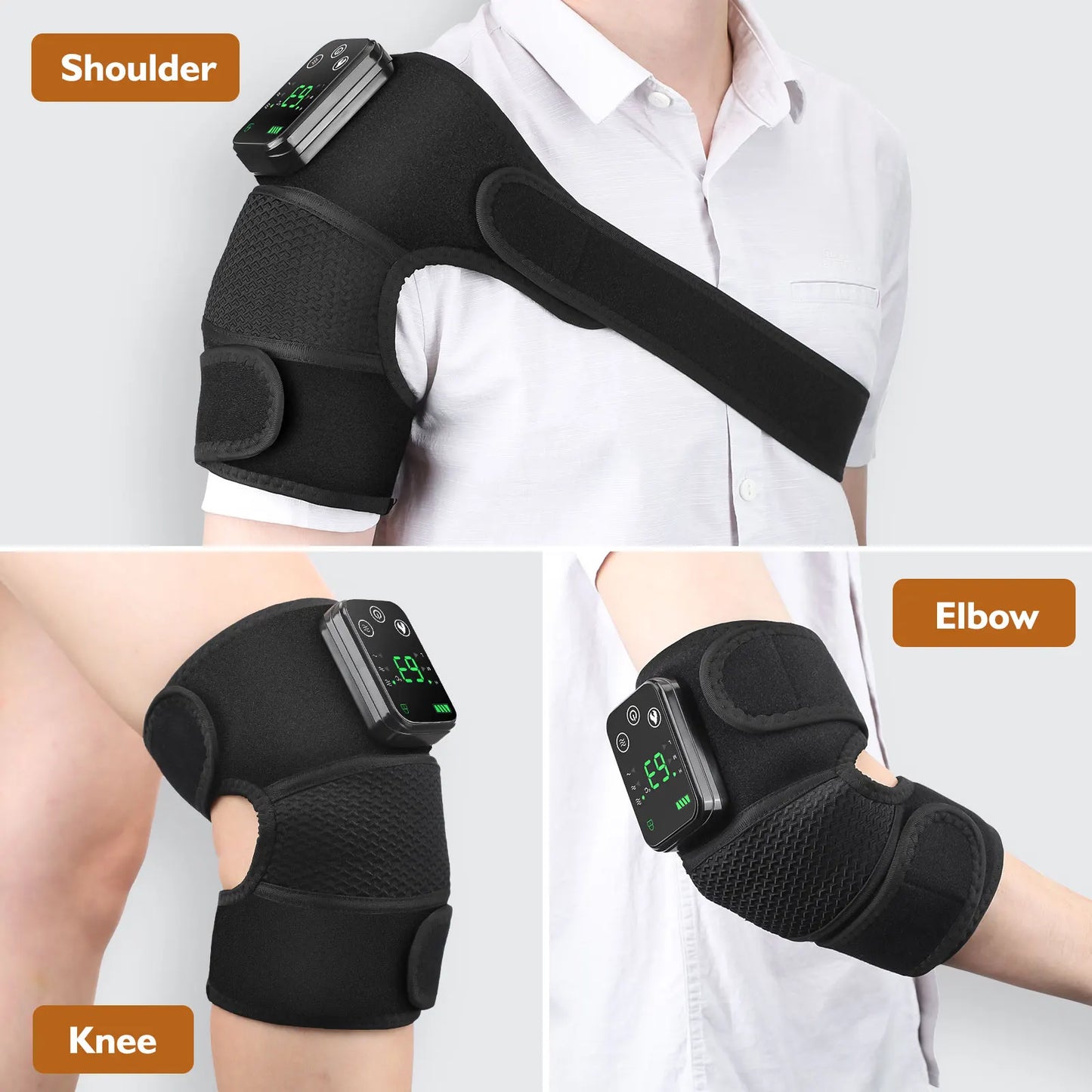 3 In 1 Shoulder Knee Elbow Heated Vibration Knee Massager Pad for Joint Pain Relief and Arthritis Support