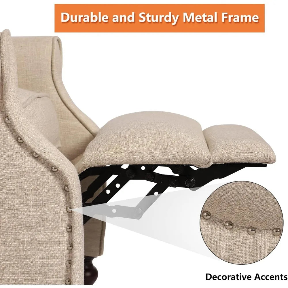 Wingback Recliner Chair With Heat Massage Tufted Sofa
