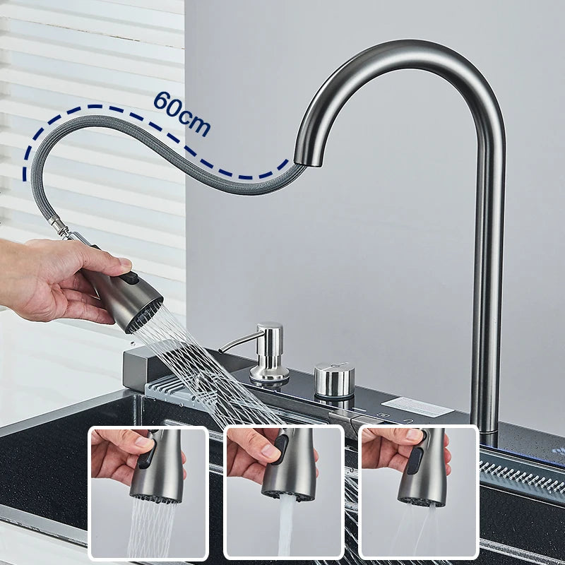 Whale Sink 304 Stainless Steel With Digital Display Faucet